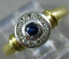 ESTATE .20CT DIAMOND & AAA SAPPHIRE 14KT TWO TONE GOLD 3D HALO BEZEL RING #26337