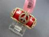 WIDE 1.40CT DIAMOND & RED ENAMEL 18K ROSE GOLD 3D MULTI PEACE SIGN ETERNITY RING