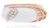 LARGE .19CT DIAMOND & AAA WHITE AGATE 18KT ROSE GOLD RECTANGULAR SNAKE FUN RING