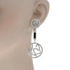 LARGE 6.77CT DIAMOND & AAA ONYX 18K WHITE GOLD CIRCULAR CHANDELIER FUN EARRINGS