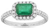 1.33CT DIAMOND & AAA EMERALD 14KT WHITE GOLD 3D ROUND & BAGUETTE FRIENDSHIP RING