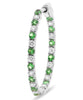 1.09CT DIAMOND & AAA TSAVORITE 14KT WHITE GOLD INSIDE OUT HOOP HANGING EARRINGS