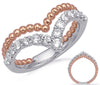 ESTATE .55CT DIAMOND 14KT WHITE AND ROSE GOLD CLASSIC V SHAPE BEADED DOUBLE RING