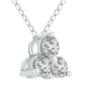 .50CT DIAMOND 14K WHITE GOLD 3D CLASSIC 3 STONE TRIANGULAR LOVE FLOATING PENDANT