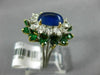 ANTIQUE LARGE 6.3CT DIAMOND AAA SAPPHIRE & EMERALD PLATINUM 18K YELLOW GOLD RING