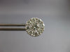 ESTATE LARGE 1.36CT DIAMOND 14KT WHITE GOLD 3D CLUSTER FLOWER STUD EARRINGS