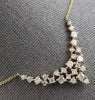 ESTATE LONG 1.52CT DIAMOND 14KT YELLOW GOLD ROUND CLUSTER V SHAPE LOVE NECKLACE