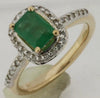 Estate 1.42Ct Diamond & AAA Emerald 14Kt Yellow Gold Emerald Cut & Round Frienship Ring
