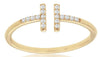 ESTATE .10CT DIAMOND 14KT YELLOW GOLD 3D DOUBLE BAR FUN RING