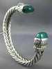 ESTATE LARGE 925 SILVER AAA GREEN AGATE 3D HANDCRAFTED BANGLE BRACELET #25476