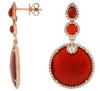 .88CT DIAMOND & AAA RED AGATE 14KT ROSE GOLD CIRCULAR LOVE KNOT HANGING EARRINGS