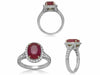 LARGE GIA CERTIFIED 4.30CT DIAMOND & AAA RUBY 18K 2 TONE GOLD 3D ENGAGEMENT RING