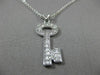 ESTATE LARGE .60CT DIAMOND 14K WHITE GOLD 3D PAVE KEY TO MY HEART PENDANT #17125