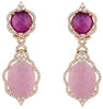 ESTATE 37.50CT DIAMOND & AAA PINK FANCY SAPPHIRE 14KT ROSE GOLD HANGING EARRINGS