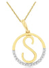 .02CT DIAMOND 14KT 2 TONE GOLD CLASSIC S INITIAL CIRCULAR FUN FLOATING PENDANT