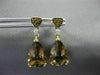 LARGE 5.41CT DIAMOND YELLOW SAPPHIRE & AAA SMOKY TOPAZ 14KT YELLOW GOLD EARRINGS