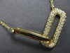 ESTATE LARGE .49CT DIAMOND 14K YELLOW GOLD 3D RECTANGULAR LOVE KNOT FUN NECKLACE