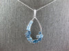 2.05CT DIAMOND & AAA BLUE TOPAZ 14K WHITE GOLD MULTI SHAPE TEAR DROP FUN PENDANT