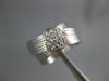 ESTATE .19CT DIAMOND 18KT WHITE GOLD MULTI ROW CRISS CROSS SQUARE PAVE FUN RING