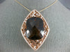EXTRA LARGE 76.83CT DIAMOND & AAA SMOKEY TOPAZ 14K ROSE GOLD 3D FILIGREE PENDANT