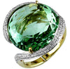 ESTATE LARGE 20.3CT DIAMOND & AAA GREEN AMETHYST 14KT YELLOW GOLD ROUND FUN RING