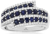 LARGE 1.58CT DIAMOND & AAA SAPPHIRE 14K WHITE GOLD ROUND 3 ROW ANNIVERSARY RING
