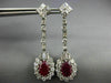 ANTIQUE EXTRA LARGE 10.10CT DIAMOND & AAA RUBY 18KT WHITE GOLD HANGING EARRINGS