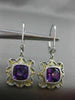 ESTATE 1.78CT DIAMOND & AMETHYST 14KT 2 TONE GOLD SQUARE ETOILE HANGING EARRINGS