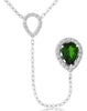 1.02CT DIAMOND & AAA RUSSALITE 14KT WHITE GOLD 3D TEAR DROP LARIAT LOVE NECKLACE