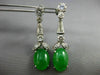 ANTIQUE LARGE 8.10CT DIAMOND & AAA EMERALD 14KT WHITE GOLD LEAF HANGING EARRINGS