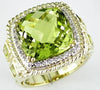 Estate 11.18Ct Diamond & AAA Lemon Quartz 14K Yellow Gold Cushion & Round Halo Fun Ring
