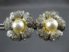 LARGE 1.05CT DIAMOND & AAA SOUTH SEA PEARL 14KT 2 TONE GOLD 3D FLOWER EARRINGS