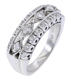 .51CT DIAMOND 14KT WHITE GOLD 3D 3 ROW MARQUISE SHAPE FILIGREE ANNIVERSARY RING