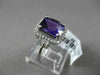 ESTATE WIDE 3.16CTW DIAMOND & AAA EXTRA FACET AMETHYST 14KT WHITE GOLD HALO RING