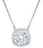 ESTATE .25CT DIAMOND 14KT WHITE GOLD ROUND CLASSIC BEZEL SOLITAIRE LOVE NECKLACE