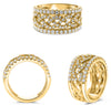 WIDE 1.04CT DIAMOND 14K YELLOW GOLD 3D ROUND MULTI ROW DOUBLE INFINITY LOVE RING