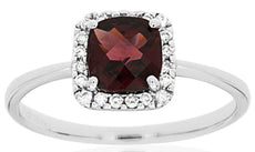 1.31CT DIAMOND & AAA RHODOLITE 14KT WHITE GOLD CUSHION & ROUND FRIENDSHIP RING