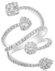 LARGE 1.58CT DIAMOND 18KT WHITE GOLD 3D MULTI SHAPE CLUSTER CRISS CROSS FUN RING