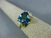 LARGE 4.05CT DIAMOND & AAA LONDON BLUE TOPAZ 14KT 2 TONE GOLD TRILLION FUN RING