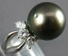 ESTATE LARGE .50CT DIAMOND & AAA TAHITIAN PEARL PLATINUM ENGAGEMENT RING #27138