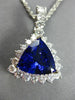 MASSIVE 7.05CT DIAMOND & AAA TANZANITE 14KT WHITE GOLD TRILLION FLOATING PENDANT