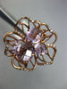 ESTATE LARGE 5.80CT DIAMOND & AAA AMETHYST 14K ROSE GOLD 3D FLOWER ROSE FUN RING