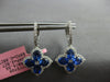 ESTATE LARGE 4.16CT DIAMOND & AAA SAPPHIRE 14K WHITE GOLD OVAL & ROUND HANGING EARRINGS