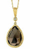 4.23CT DIAMOND & AAA SMOKY TOPAZ 14KT YELLOW GOLD 3D TEAR DROP FLOATING PENDANT