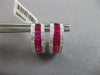 WIDE 2.68CT DIAMOND & AAA RUBY 18K WHITE GOLD 3 ROW HUGGIE HOOP HANGING EARRINGS
