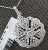 ESTATE LARGE 1.89CT DIAMOND 14KT WHITE GOLD 3D FLOWER FILIGREE FLOATING PENDANT