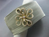 ESTATE WIDE .62CT DIAMOND 18K GOLD & STAINLESS STEEL FLOWER MESH BANGLE BRACELET