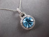 LARGE 2.42CT DIAMOND & AAA BLUE TOPAZ 14K WHITE GOLD ROUND HALO FLOATING PENDANT
