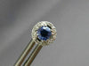ESTATE 1.18CT DIAMOND & AAA SAPPHIRE 18KT WHITE GOLD 3D ROUND HALO STUD EARRINGS