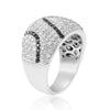 LARGE 2.04CT WHITE & BLACK DIAMOND 14K WHITE GOLD MULTI ROW PAVE TRIANGULAR RING